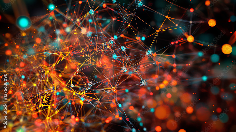 Poster artificial neural networks. electrical impulses in the network. information processing by artificial