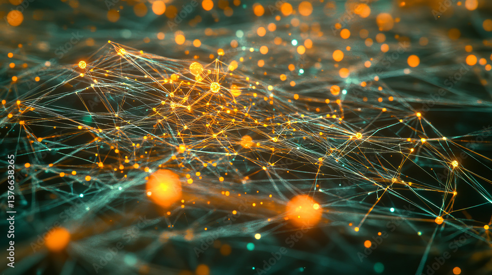 Fototapete internet technologies and neural network. 3d illustration of neural connections in artificial intell