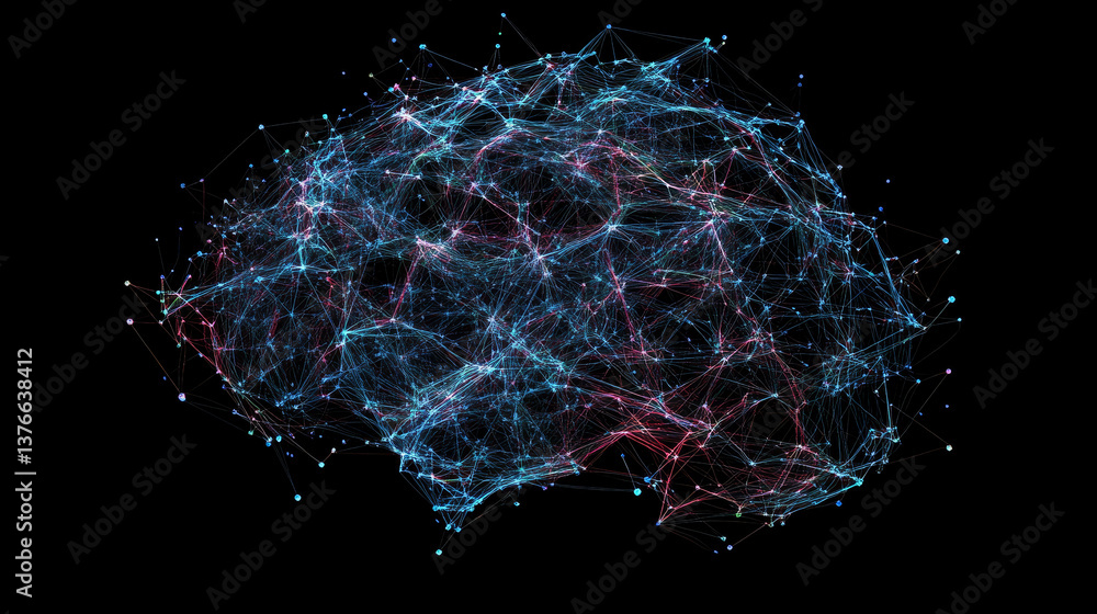 Fototapete internet technologies and neural network. 3d illustration of neural connections in artificial intell