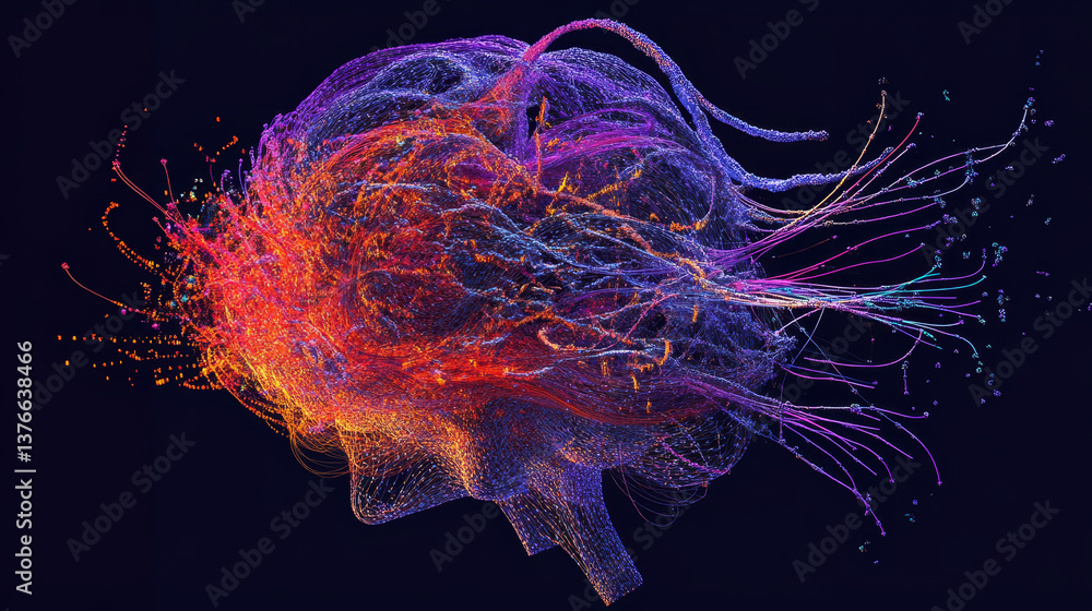 Fototapete internet technologies and neural network. 3d illustration of neural connections in artificial intell