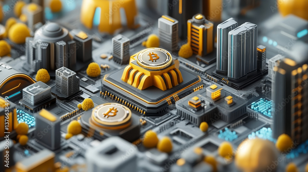 Poster blockchain, high-tech background and information clusters. bigdata concept of digital cyberspace. qu