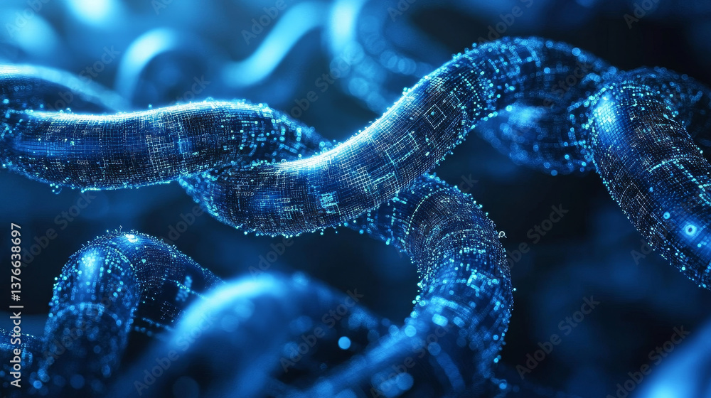 Poster blockchain, high-tech background and information clusters. bigdata concept of digital cyberspace. qu