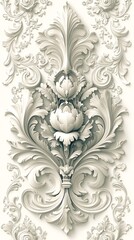 Elegant Embossed Floral Design with Ornate Details

