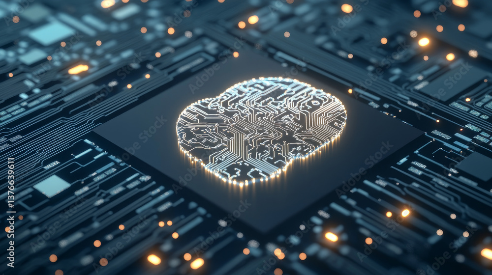 Poster artificial intelligence in the global network. digital technologies of the future. computer mind con
