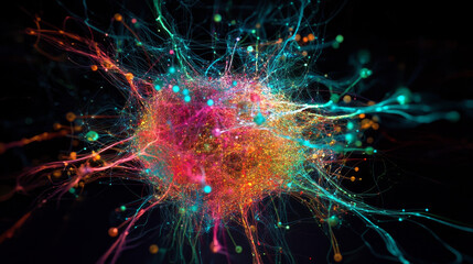 Big data concept. Crystal mesh 3D illustration. Neural connections in digital brain. Data Network and Nanotechnology in Cyberspace