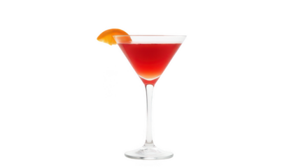 Red Cocktail in Martini Glass with Orange Garnish