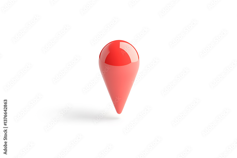 Poster location pointer icon: simple red pointer, isolated on a white background. signifying pinpoint accur