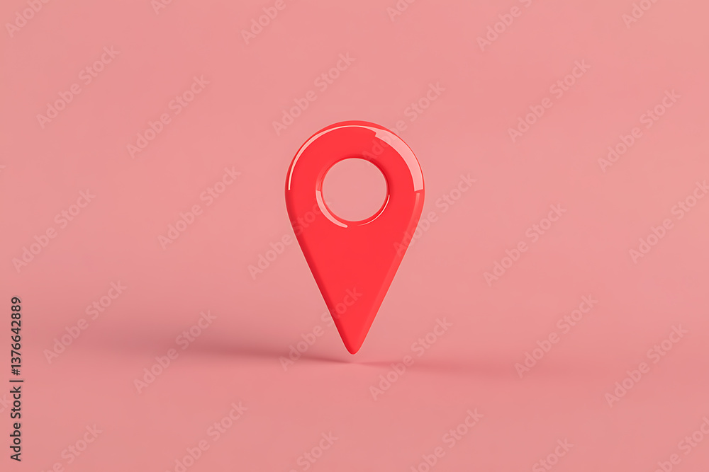 Poster 3d render: location icon on pink background. clean rendering for mapping, navigation, and geo-locati