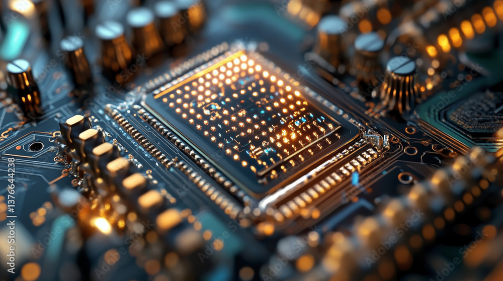 Poster quantum computer. global network technology blockchain. digital world of future. 3d illustration bac