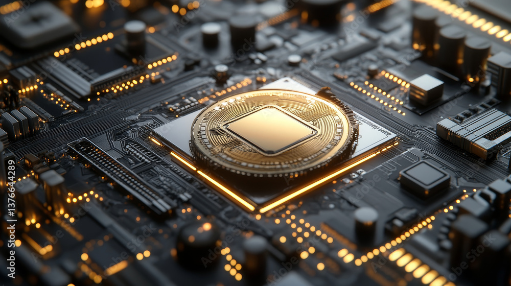 Poster blockchain technology. big data processing, fintech and digital innovation. cyberspace concept of fu