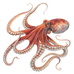 Octopus Isolated Background White 