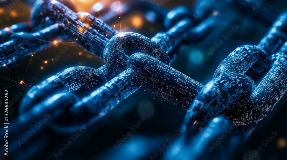 Poster cyber digital data field. computer circuit of crypto architecture. 3d illustration of blockchain tec