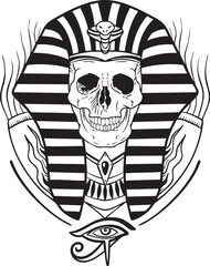 Pharaoh skull and eye of Horus symbol of Egypt