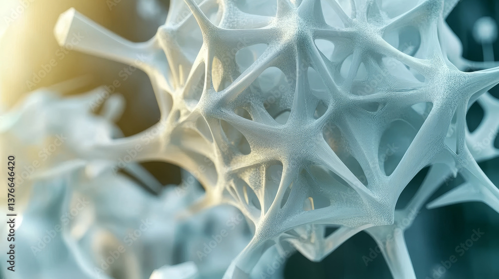 Poster bigdata 3d illustration. visualization of neural connections in artificial intelligence. abstract, h