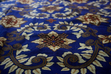 The surface texture of cotton fabric with traditional Indonesian batik motifs