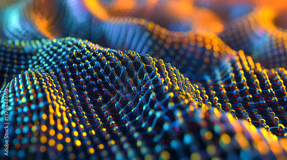 Poster coding synthetic dna helix. nanotechnology and medical research. stream of binary code in cyberspace