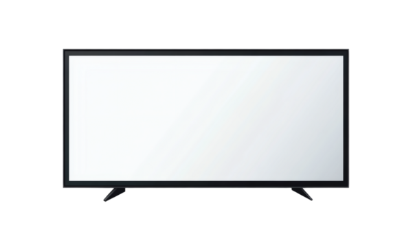 Realistic TV screen PNG. Modern stylish LED LCD panel. Large computer monitor display mockup. Blank TV template. Vector illustration of a plasma TV monitor on a transparent background.