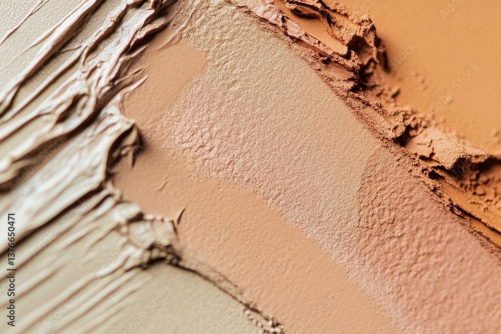 Poster texture and colors of various makeup foundations on a surface captured in natural light