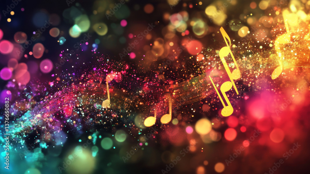 Poster hi-tech, sci-fi 3d illustration abstract musical beat. sound wave in field of big data particles. da