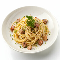 Pasta Bolognese on a White Plate