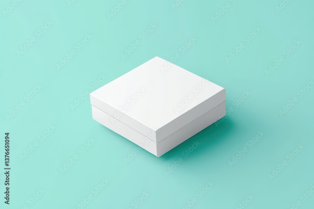 Poster Minimalist white box on a soft turquoise background highlighting simple design and elegance for packaging concepts