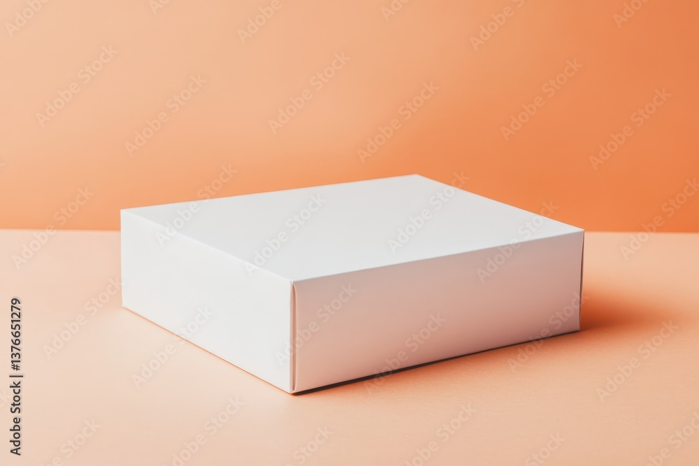 Aufkleber simple white box on a smooth orange background highlighting minimalist design and packaging