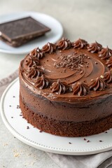 Delicious Chocolate Cake With Creamy Frosting and Decoration Generative AI