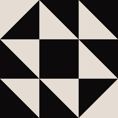 Seamless geometric square triangle pattern in black and white. Graphical illustration for a unique wall decor, textiles and interior design.