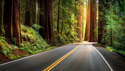 Fototapeta premium scenic road in redwood national forest