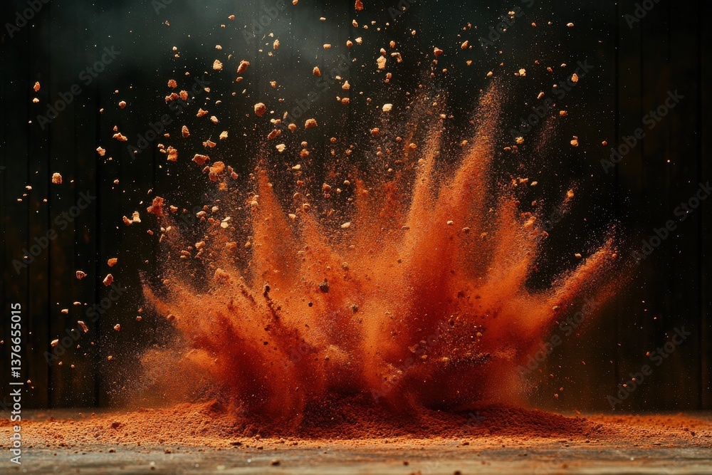 Poster colorful dust explosion creating an artistic display of texture and motion in a studio setting
