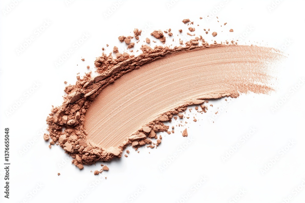Poster natural bronzer powder spreading across a clean surface to showcase its texture and color