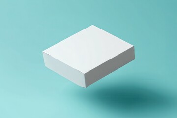 Floating white box on blue background creating a minimalist design focus for product display