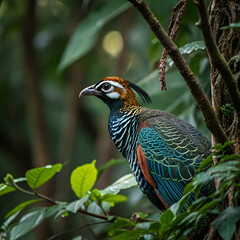 exotic bird on a tree branch