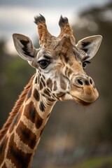 Giraffe Portrait in Natural Habitat During Daytime Generative AI