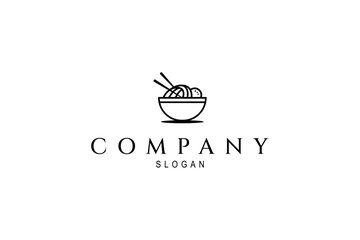 noodle logo in bowl in flat design
