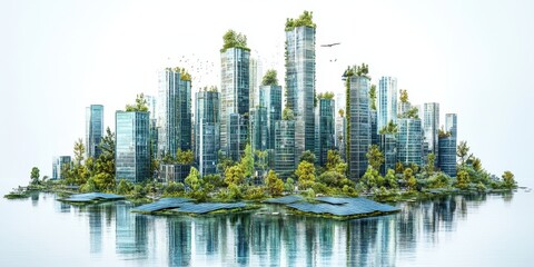 Green Metropolis: A visionary city, where modern skyscrapers gracefully coexist with abundant greenery, symbolizing a commitment to sustainability and ecological balance.
