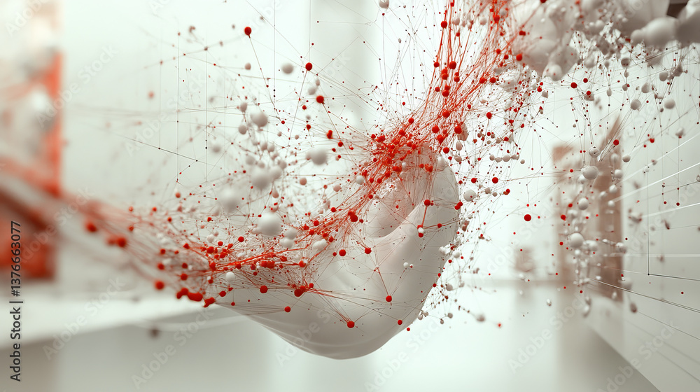 Poster stream, flow digital data. big data analytics and business strategy for innovative solutions. 3d ill