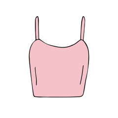 Vector hand drawn sketch doodle colored top t shirt isolated on white background