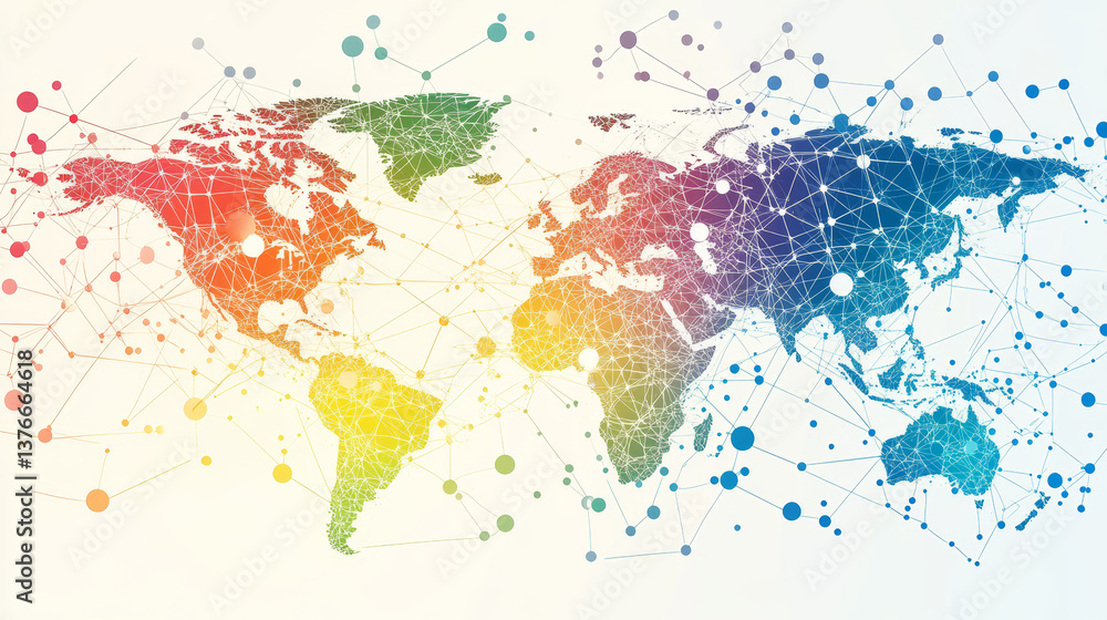 Poster dig data. information flows in cyberspace. global digital network of the future. technological backg