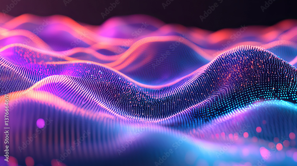 Poster information in digital coded streams. 3d illustration of interlaced beams of data code. cyber field 