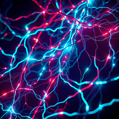 Neon Electric Cables: Sci-Fi Concept Art, High Contrast HDR Ultra HD Surreal Digital Art