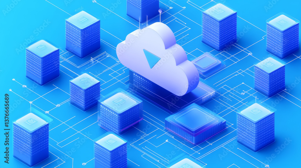 Poster blockchain, big data, data processing, cloud database. virtuality and ai. information blocks, digita