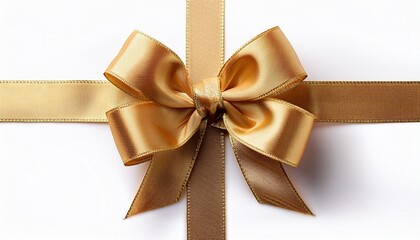 beautiful golden ribbon bow perfect for gift wrapping and decoration isolated on white background