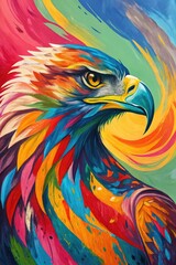 Fototapeta premium Vibrant Eagle Artwork Showcasing Colorful Feathers Generative AI