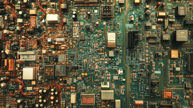 Cyber field, computer code, data flow in the digital world. Abstract 3D illustration of computer circuit and board
