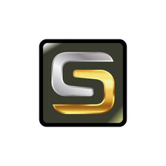 S Letter Silver Gold Rounded Rectangle App Logo Template	