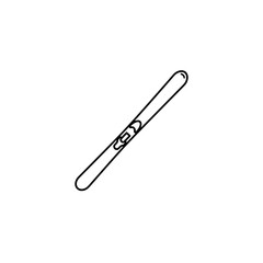 Ski Line Art: This sleek black and white image depicts a minimalist illustration of a ski, ready to glide down snowy slopes, capturing the essence of winter sports and outdoor adventures.