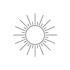 Shining Radiance: A minimalist line art illustration of the sun, radiating energy and light, perfect for evoking warmth, positivity, and new beginnings.