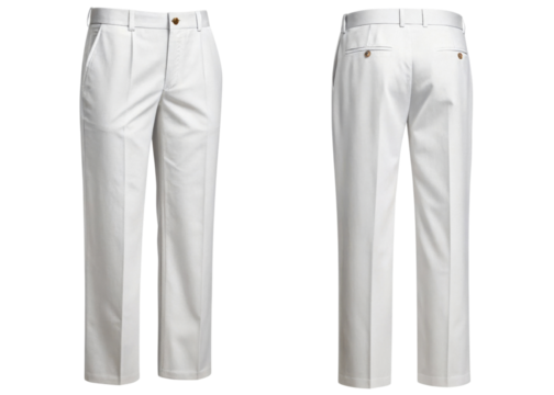 Elegant white pants mockup showcasing tailored fit and classic design perfect for formal occasions or casual outings