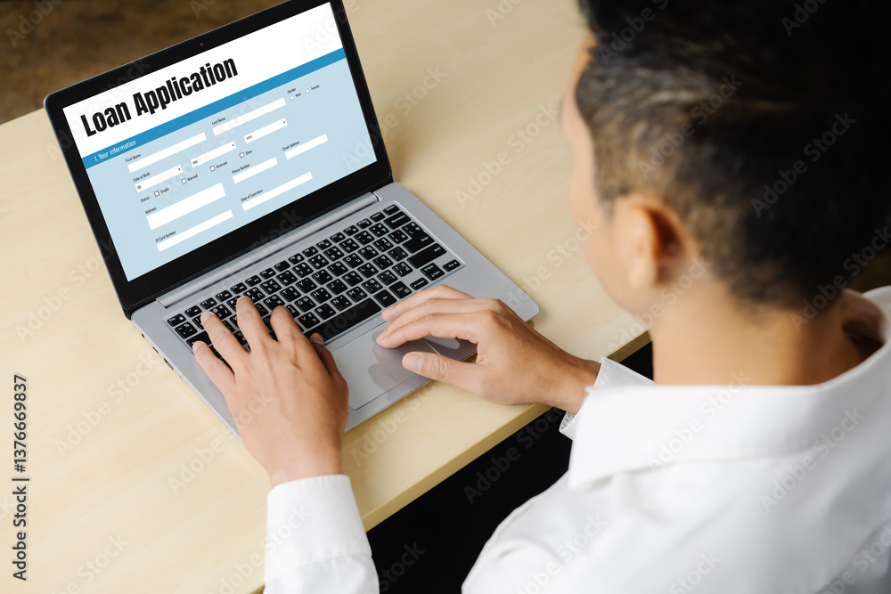 Poster online loan application form for modish digital information collection on the internet network